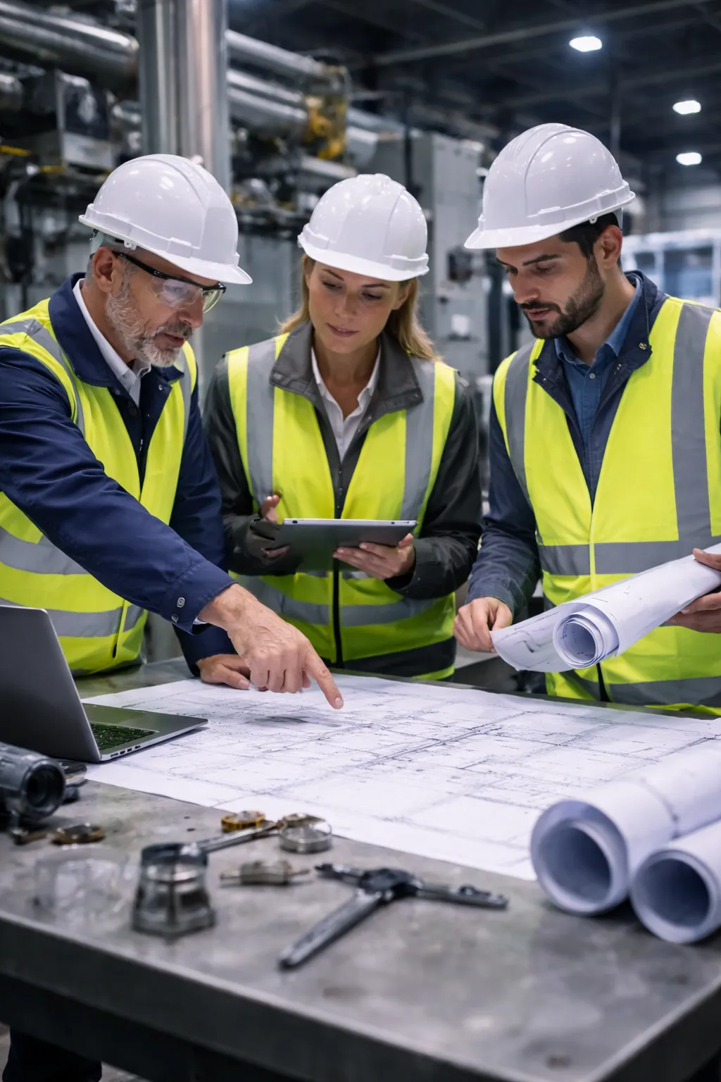 Glass and construction professionals coordinating work
